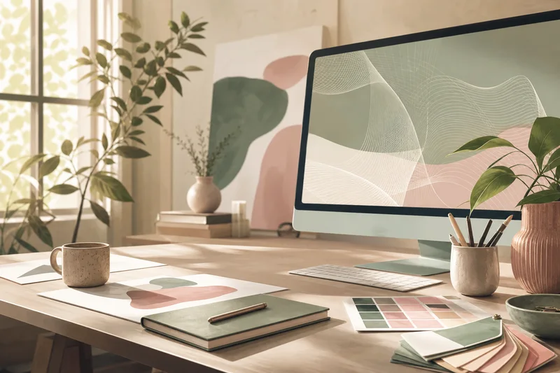 Abstract creative studio workspace with soft natural light